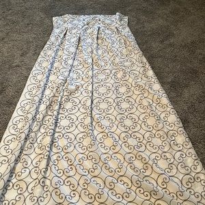 Gray and white curtains, 87”